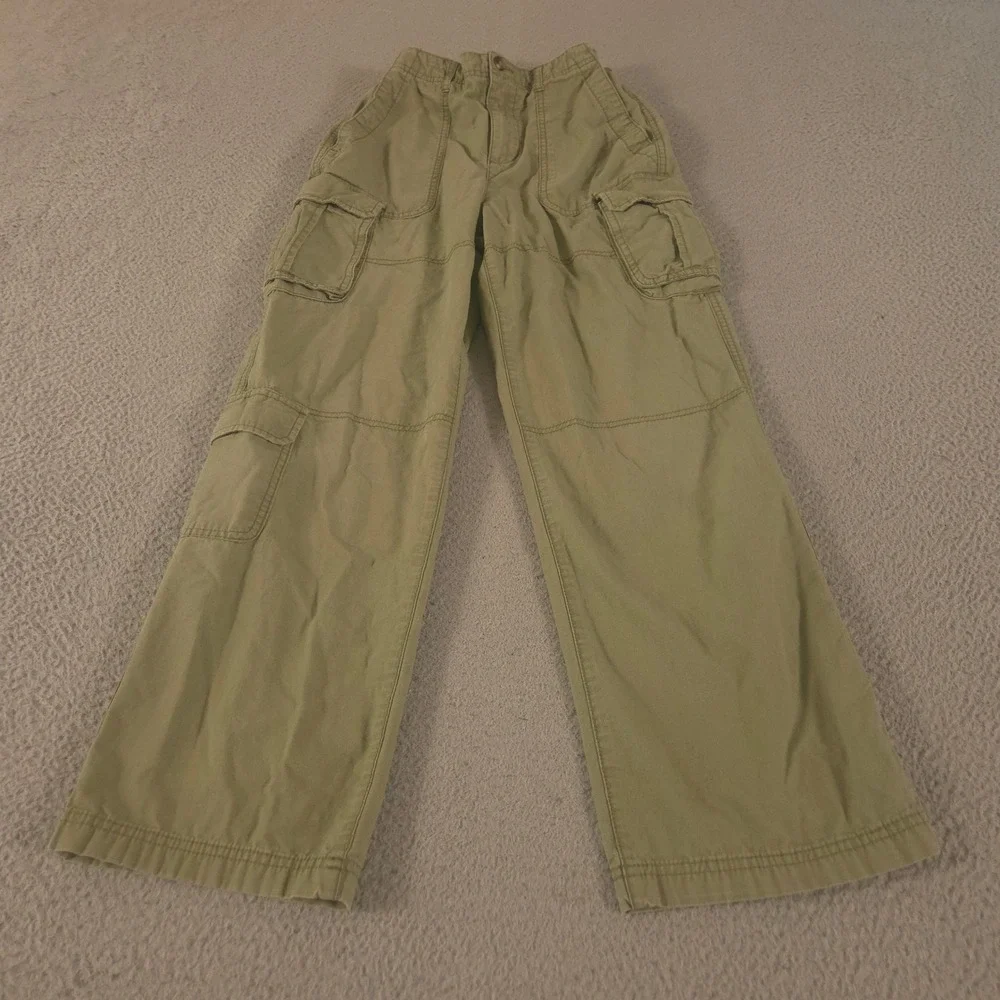 Old Navy Pants Boys 16 Green Baggy Cargo Ripstop Multi-Pocket Wide Leg Utility